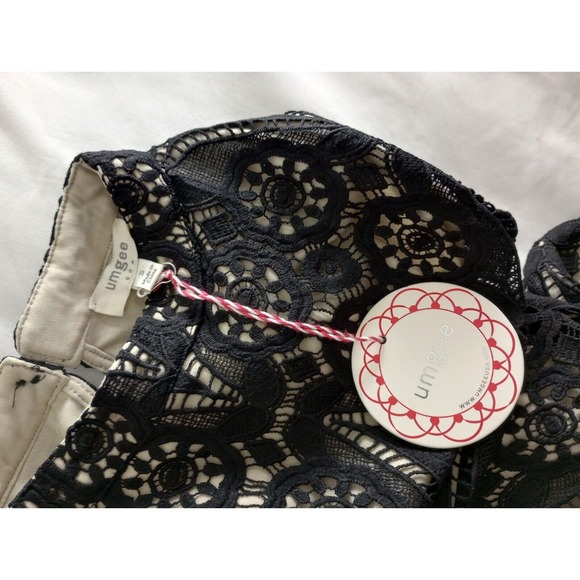 Umgee 60s 80s Black Lace Shift Dress Nude Lining Halter A Line Shift Size S Goth - Picture 9 of 9